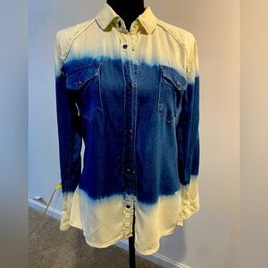 Rails brand denim snap front tie dye shirt